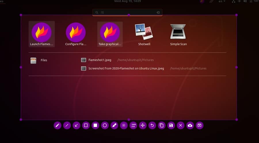 Flameshot en Ubuntu Linux toma captura de pantalla