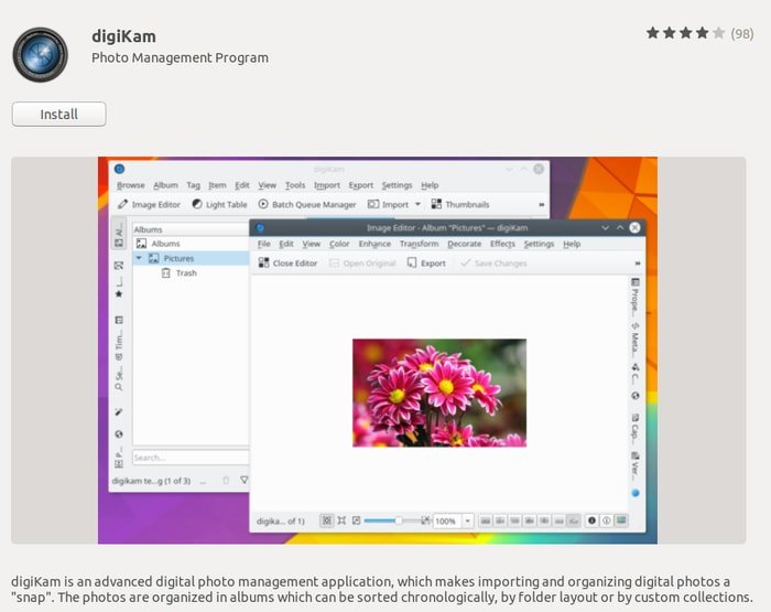 Cómo instalar digiKam desde el centro de software de Ubuntu