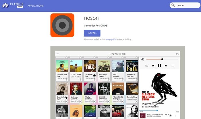 Instale la aplicación Noson desde el repositorio Flathub