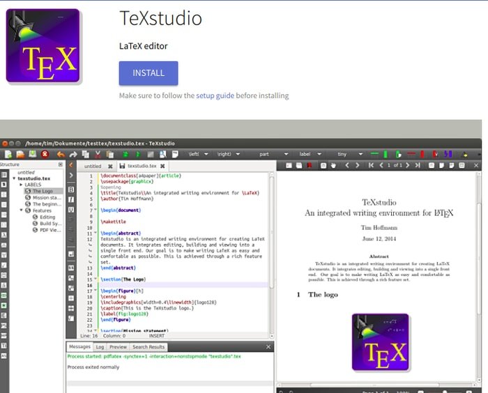Instale TeXstudio desde la tienda de aplicaciones FlatHub