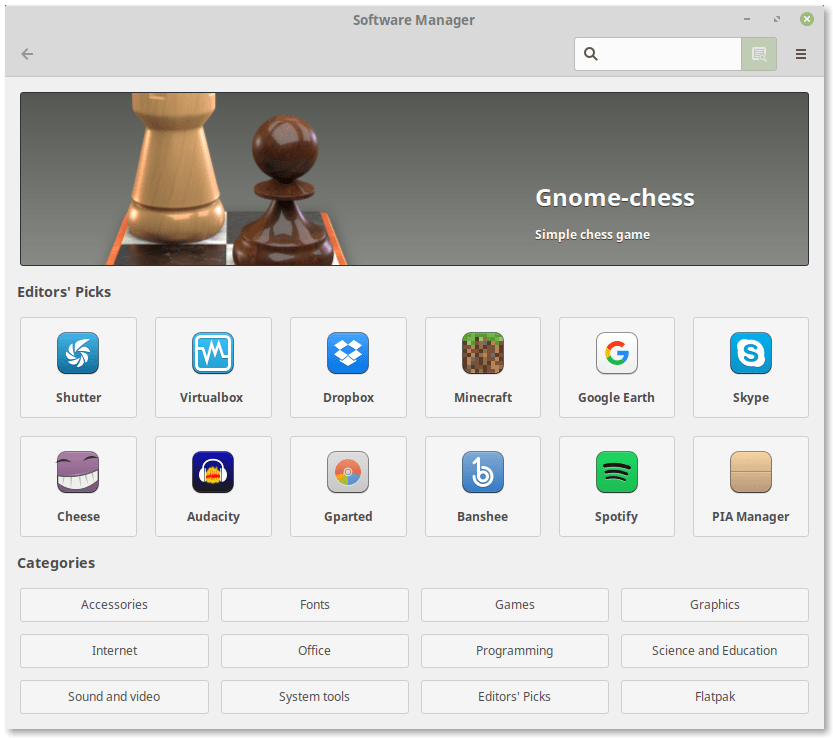 Administrador de software Linux Mint