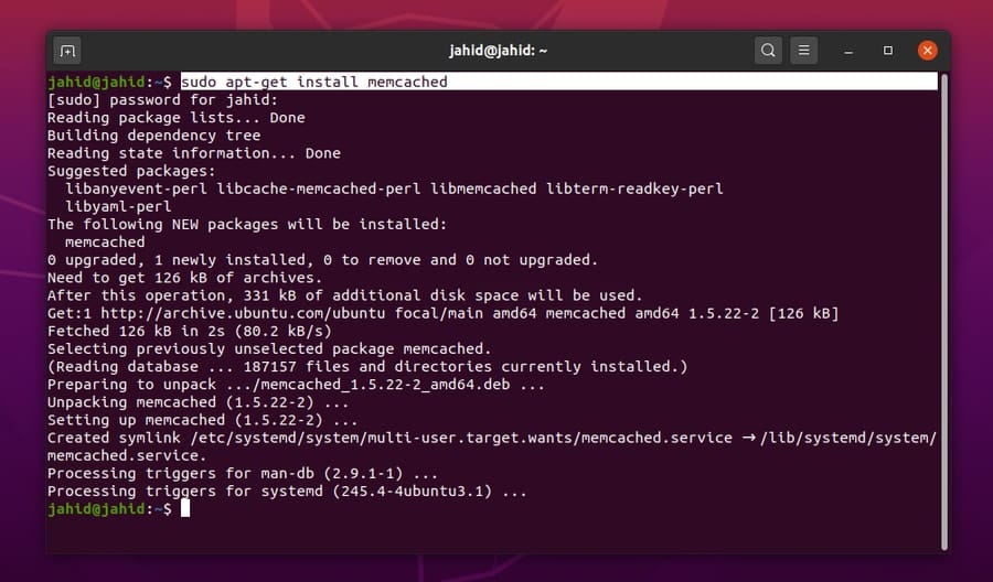 Как установить memcached на ubuntu