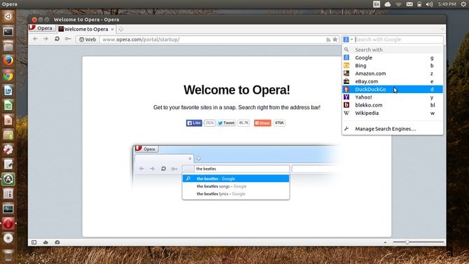 Navegador Opera para Ubuntu Linux