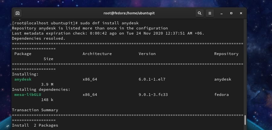 dnf Instalar AnyDesk en Linux