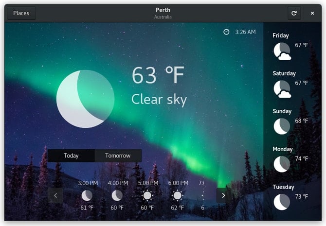 gnome_weather - herramientas meteorológicas para Linux
