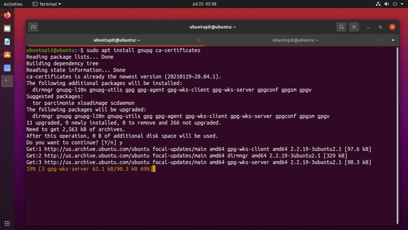instalar certificados GNU en Ubuntu