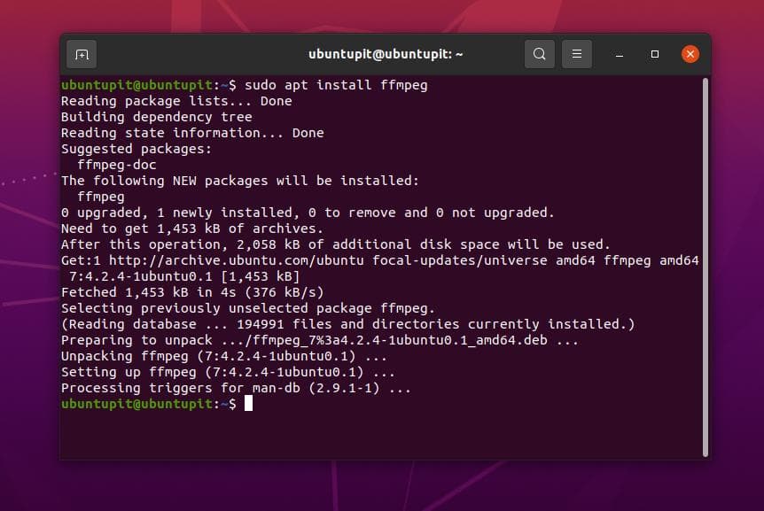 instalar ffmpeg en ubuntu Linux