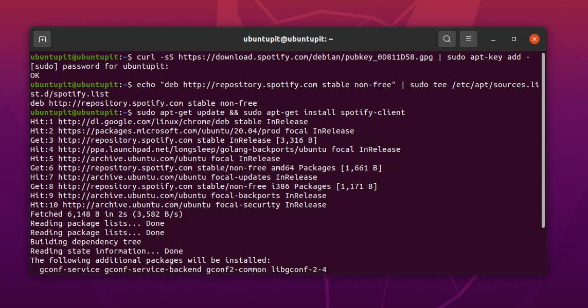 instalar spotify en Ubuntu