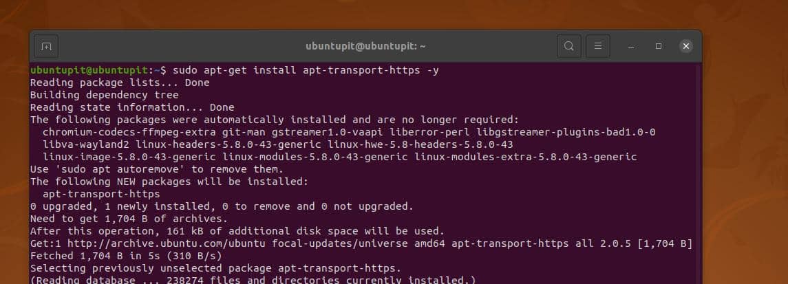 instalar transporte en ubuntu