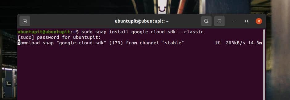 Instalar instantáneamente el SDK de Google en ubuntu