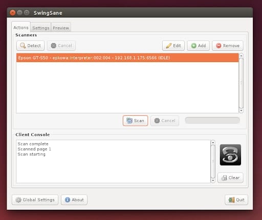 swingsane - herramientas de escaneo para Linux