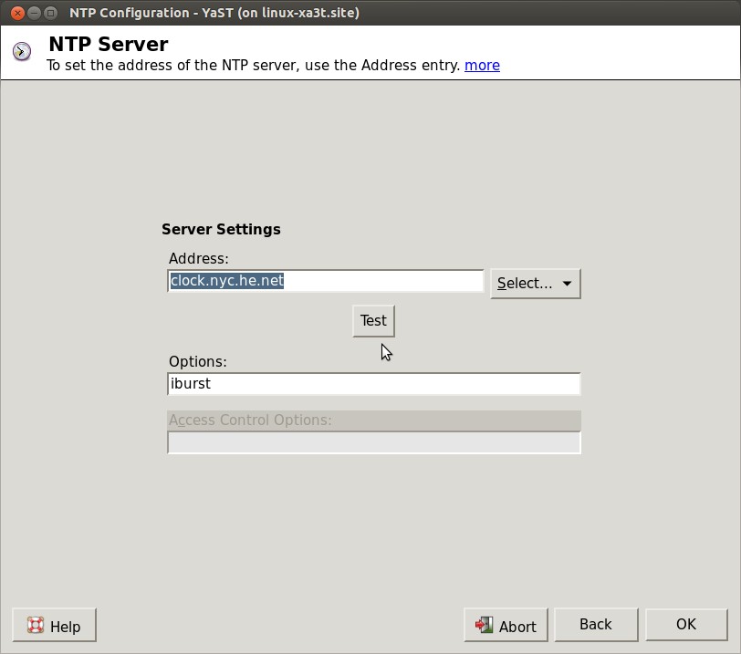 Configuración del servidor NTP-YaST
