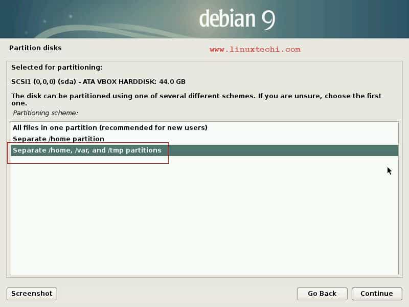 Separar-particiones-Debian9-Instalación