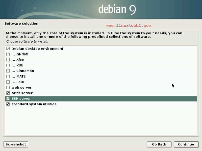 Selección-de-software-Debian9-Instalación