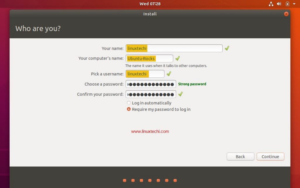 Nombre de usuario-Nombre de host-Contraseña-Ubuntu18-04