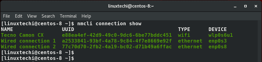 nmcli-conexión-mostrar-comando-centos8