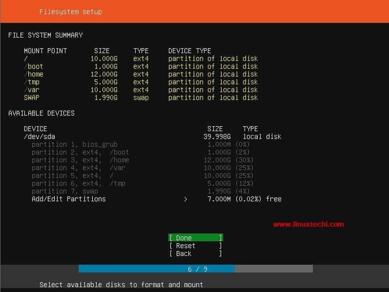 Todas las particiones-Ubuntu-18-04-Servidor-Instalación