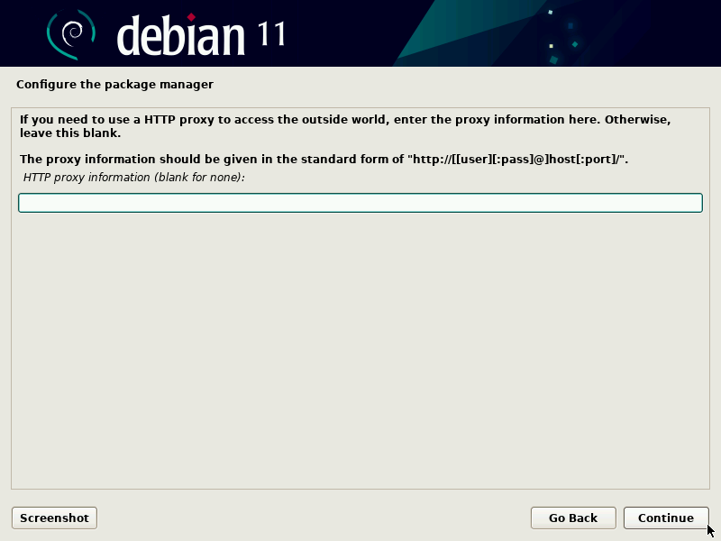 Proxy Http durante la instalación de Debian11