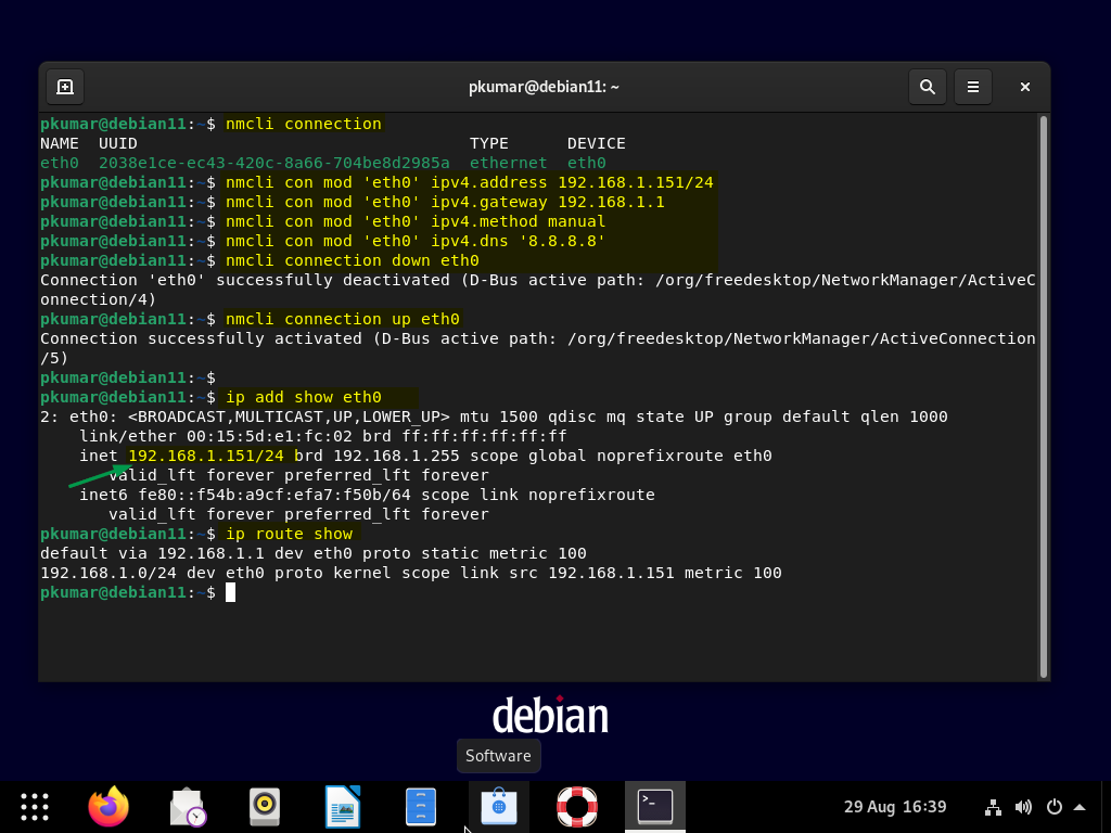 Configure-Static-IP-with-nmcli-command-Debian11