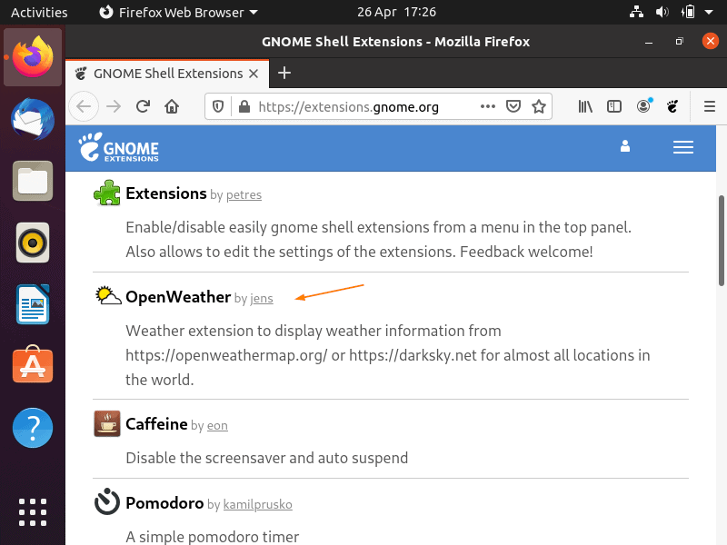 OpenWeather-Extensión-Ubuntu20-04-LTS