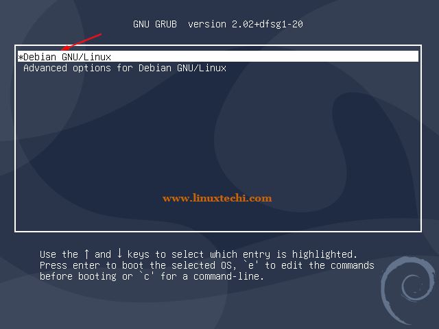Bootloader-Screen-Debian10