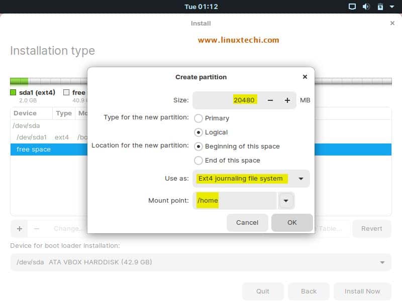 home-partition-zorin-os15-installation