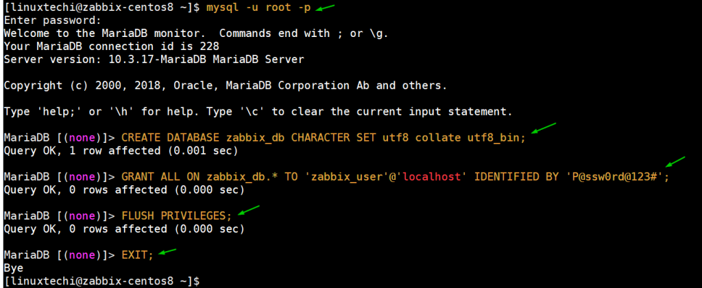 Zabbix-Base de datos-CentOS8