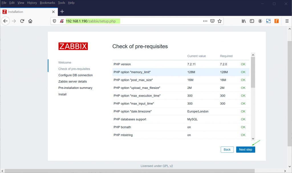 Pre-requisitos-check-zabbix-gui-centos8