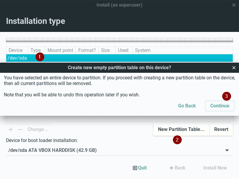 Tabla de particiones vacía-Linux-Lite5-Instalación