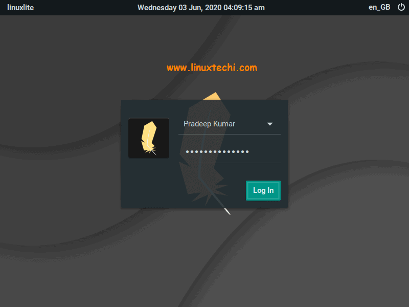 Login-Screen-Linux-Lite-5-después de la instalación