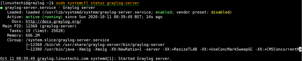 Graylog-Servicio-Estado-CentOS8