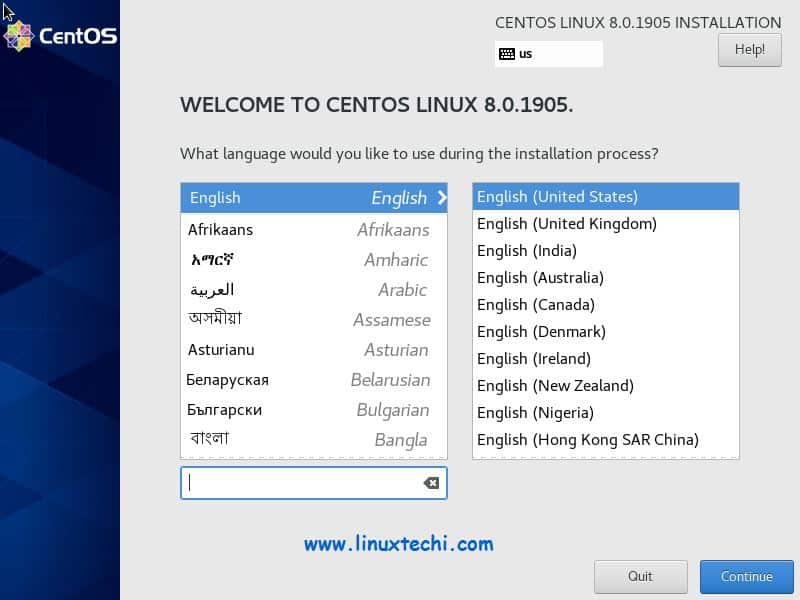 Seleccione-Idioma-CentOS8-Instalación